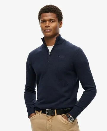 Superdry Henley Essential Half Zip Navy M6110640A-5EJ comman