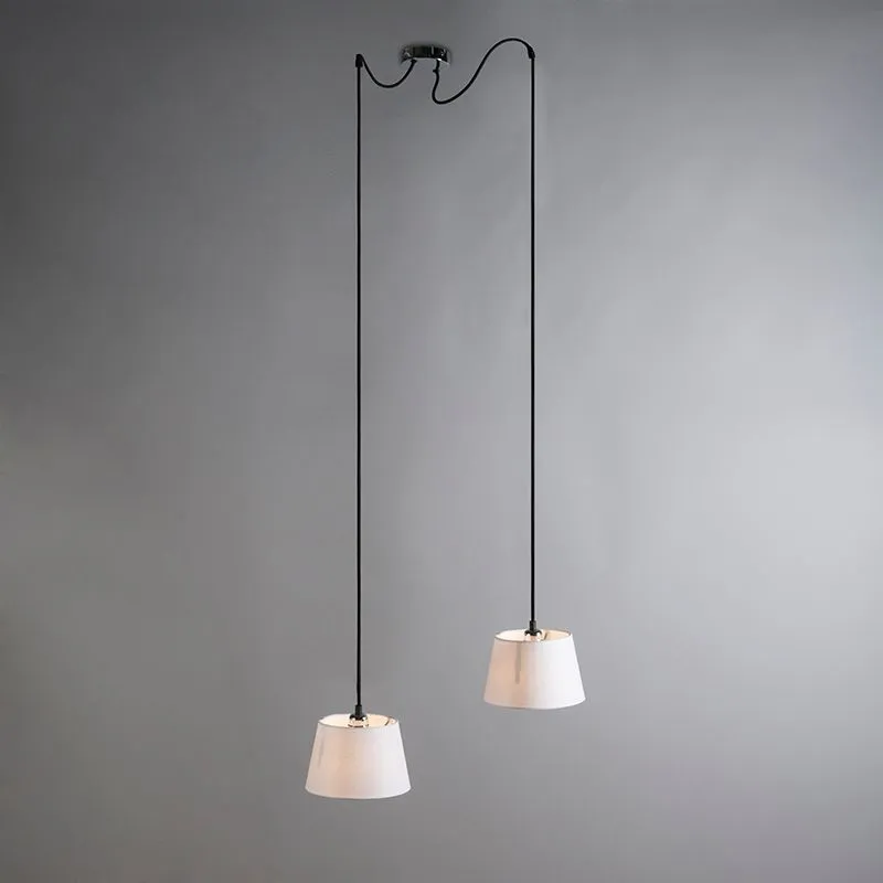 Suspension Cava 2 chrome avec abat-jour blanc