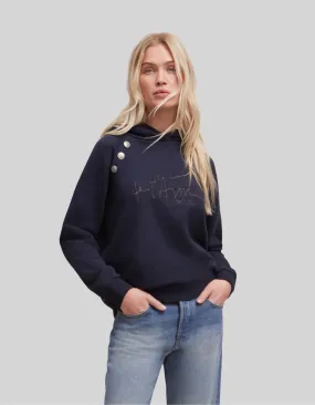 Sweat marine message broderie paillettes Femme