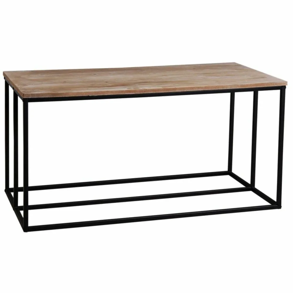 Table basse porte bûches en bois et métal rondo