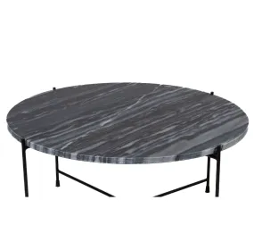 Table Basse Ronde En Marbre Et Pieds En Métal Noir D70 - Melba