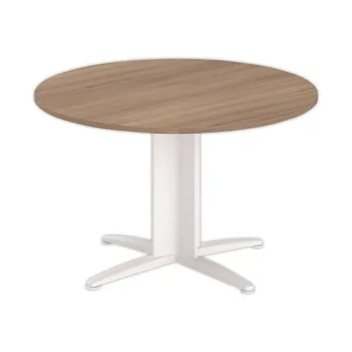 Table réunion ronde diam. 116cm noyer/blanc
