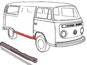 Tole de réparation Bas de caisse central pour rail de porte coulissante Volkswagen Combi 08.67-07.79 côté passager