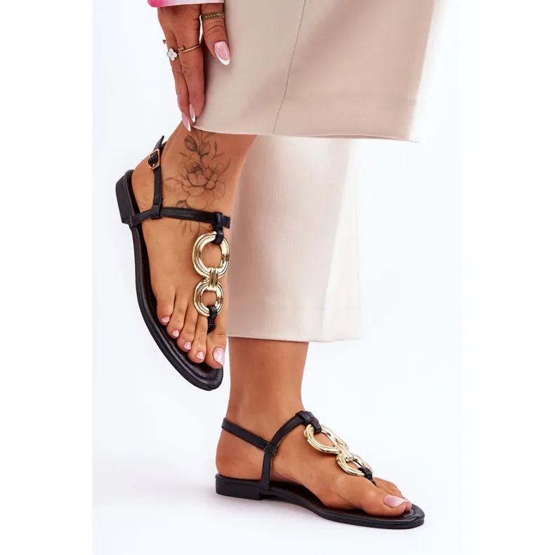 Tongs noires talon plat Keep Going