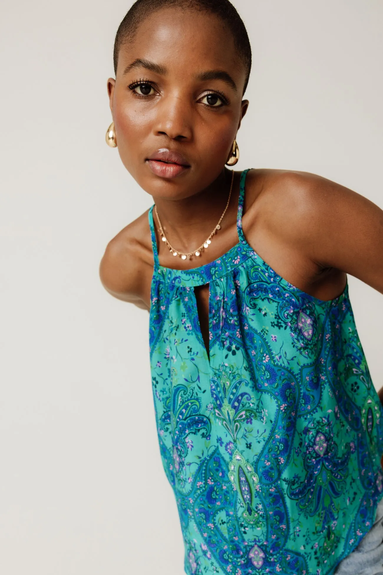 Women's Printed Blue Camisole Top