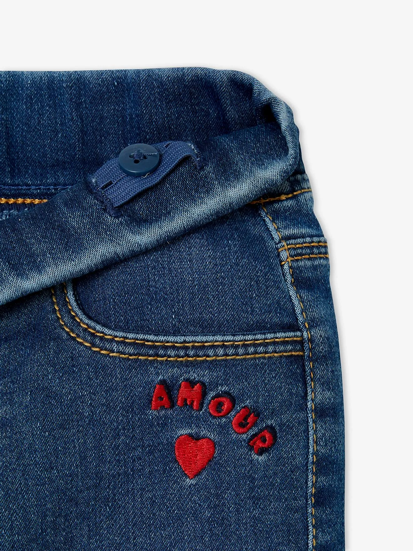 Tregging molleton denim fille double stone - Vertbaudet