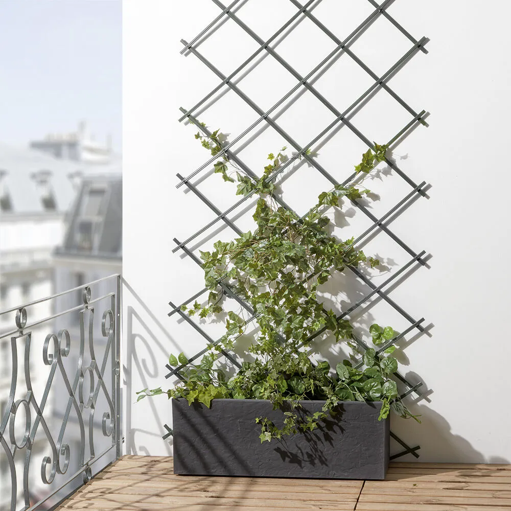 Treillis extensible PVC gris 200x100 cm