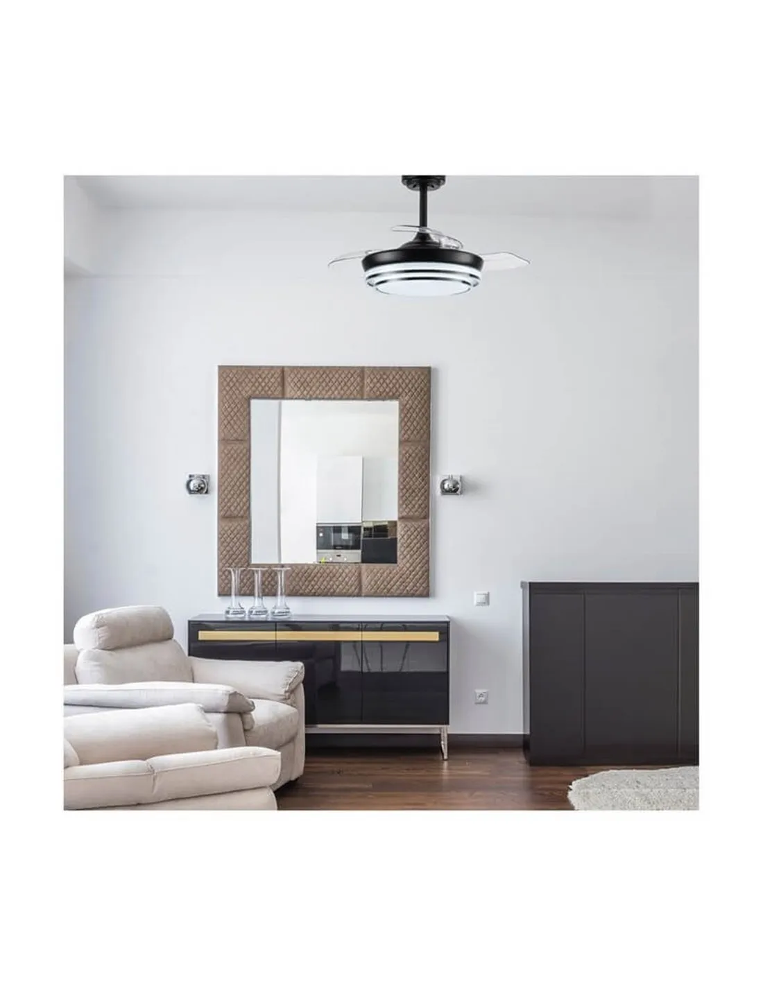 Ventilateur LED à pales rétractables LANDER Mini Noir 46W | LéonLeds