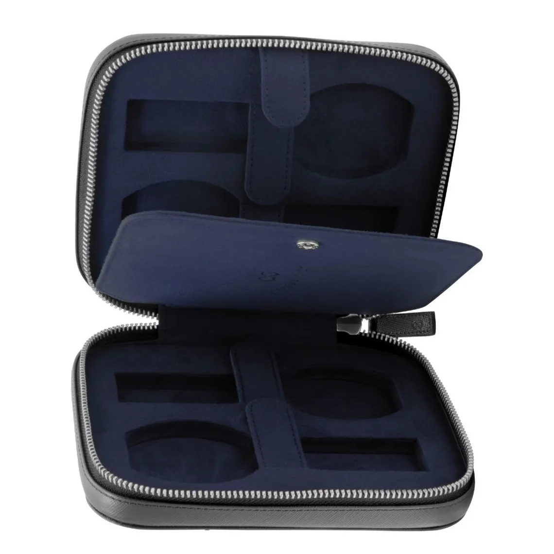 Watch Storage Case for 4 Watches in Black Saffiano Leather | 3 Suisses