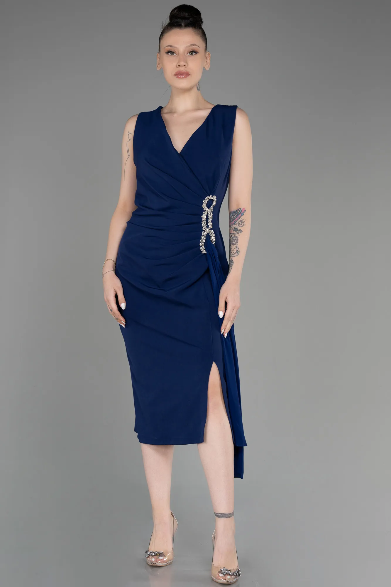 White Plus Size Midi Party Dress ABK2057