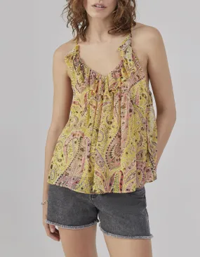 Yellow Summer Cashmere Printed Women's Top.