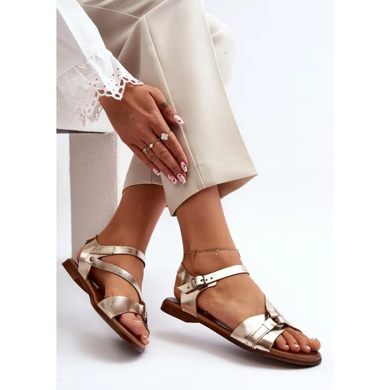 Zazoo 40182 Gold Leather Sandals for Women