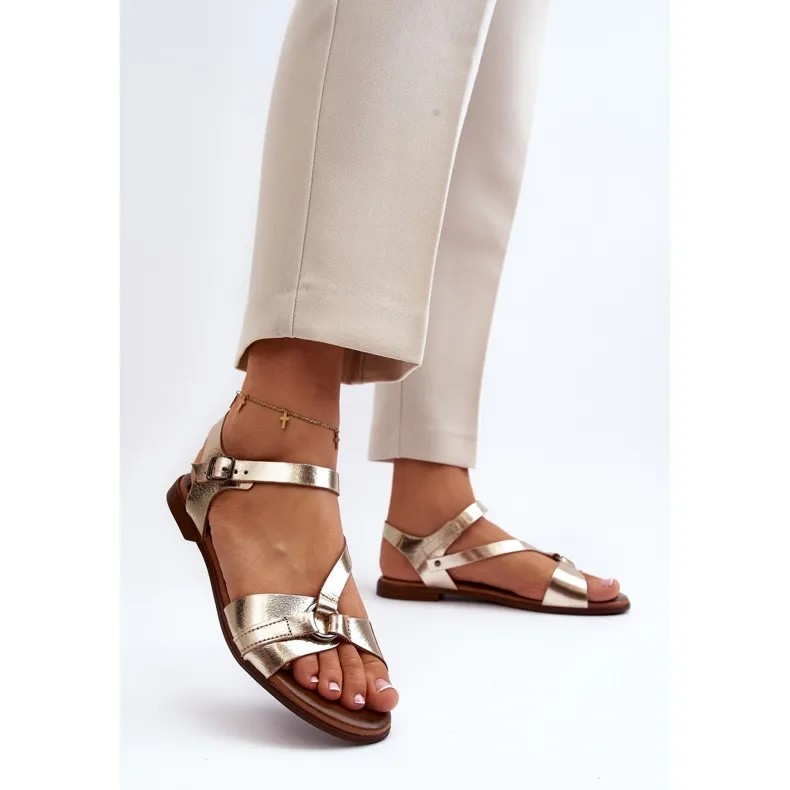Zazoo 40182 Gold Leather Sandals for Women