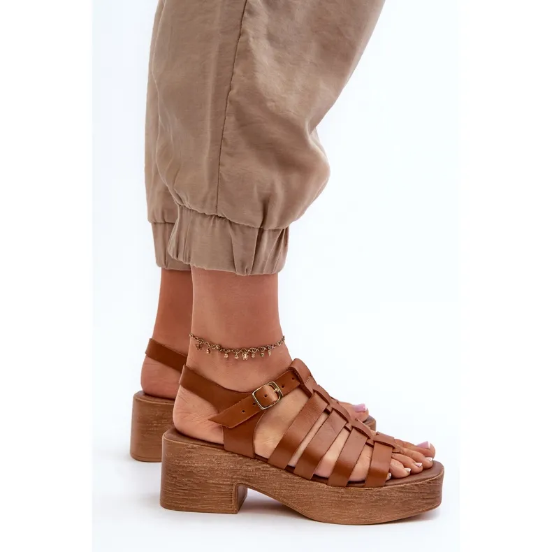 Zazoo Brown Leather Sandals for Women - Style 40410