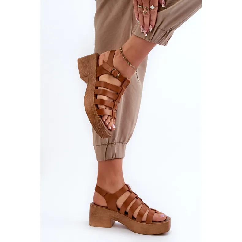 Zazoo Brown Leather Sandals for Women - Style 40410
